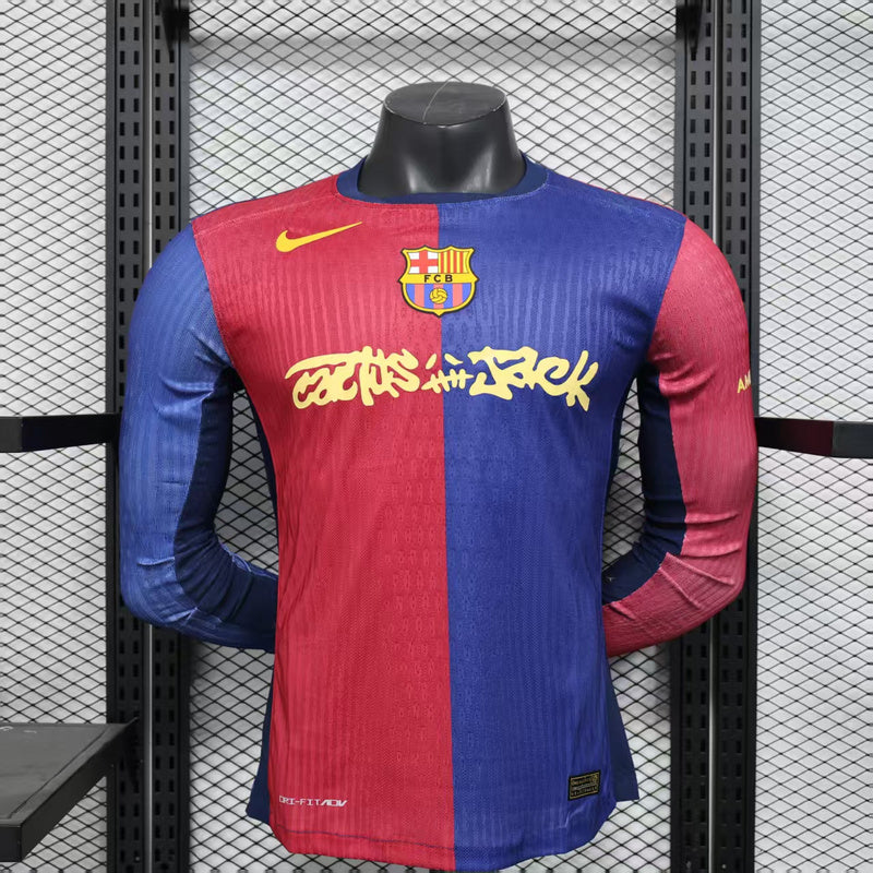 Barcelona Home Player Jersey X Travis Scott - Long Sleeve