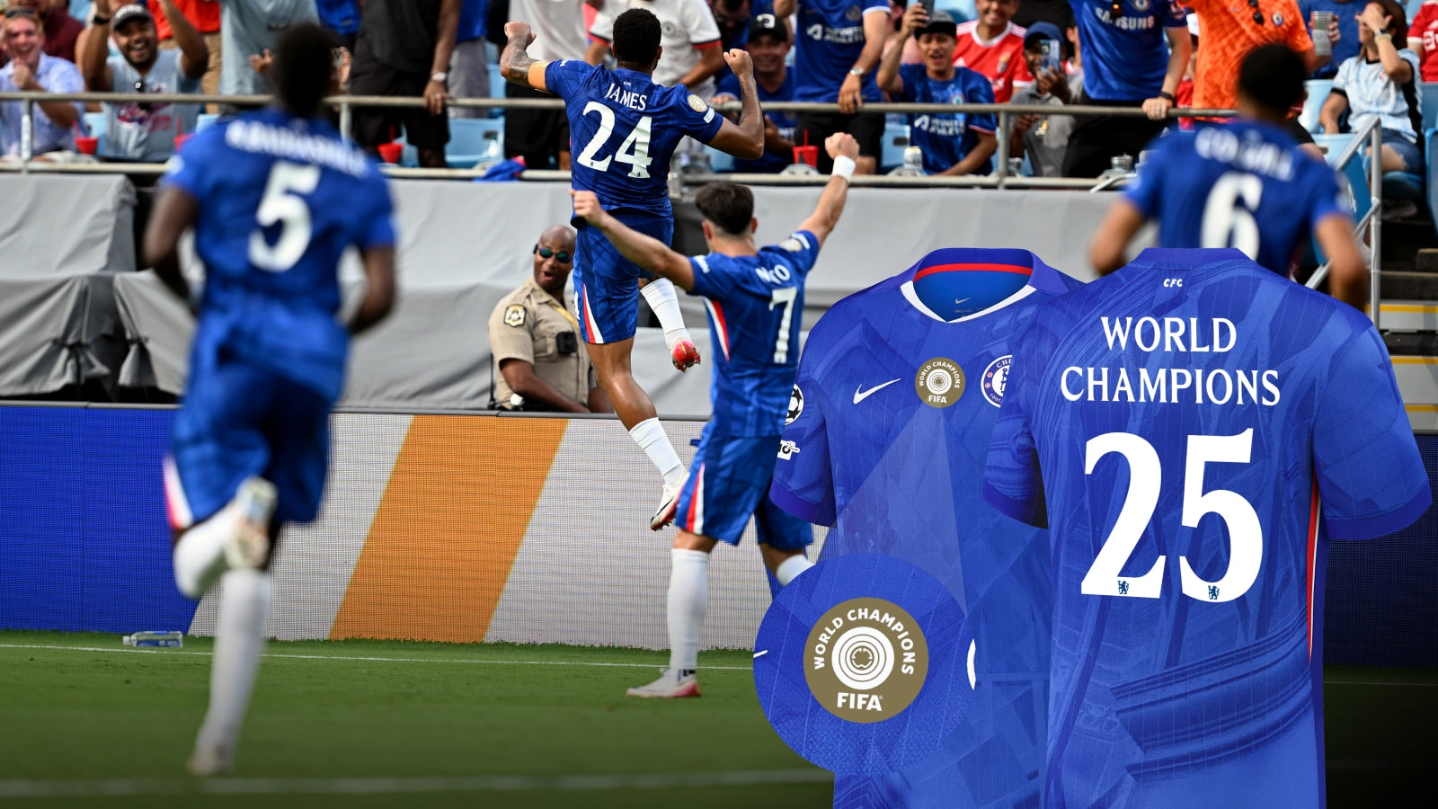 Chelsea Home Jersey 25/26 with World Champions 25 printing